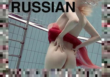 Russian teen jumps into a pool and reveals her intimate parts