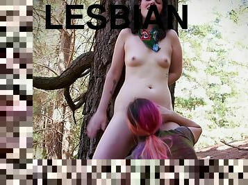 Cali & Dion Teen Lesbians Outdoor Sex