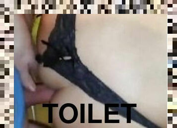 Hard anal on the toilet
