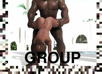 Group sex on the island. Black big guys fuck hard hot horny girls