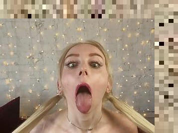 Cute Blonde Fuckdoll In Pigtails Mouth Open Tongue Out Face Fetish