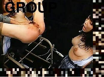 Miharu pussy fisted after a messy enema session with group