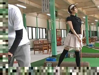 Japanese slut Natsumi Horiguchi fucks a guy after playing golf