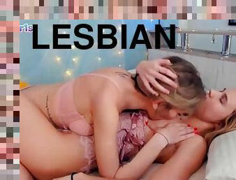 Beautiful teen lesbians lick