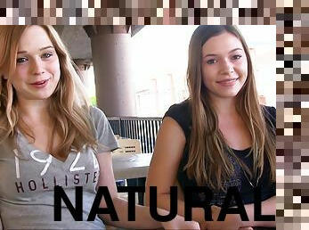 Cute teens Alaina and Aurielee show their sweet natural tits