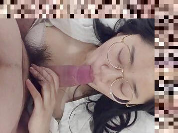 Lustful glasses girl Xiaobing has a good face