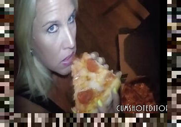 Incredible MILF Cum-Fed By The Pizza Guy