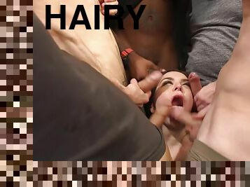 Hairy vagina whore gangbang copulated