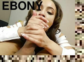 Ebony babe gives blowjob sloppiest