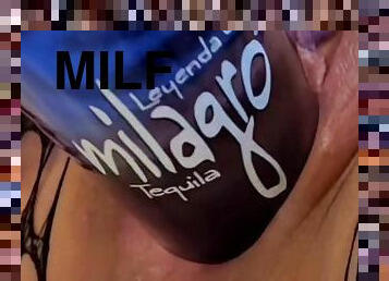 MILF Ducks Gaping Pussy w/ Tequila Bottle