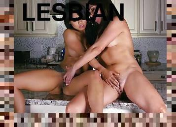 Cooking Games - Alyssa Reece fingering lesbian girlfriend on kitchen counter top