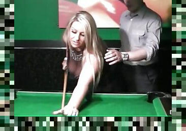 Seducing sexy BBW in pool hall