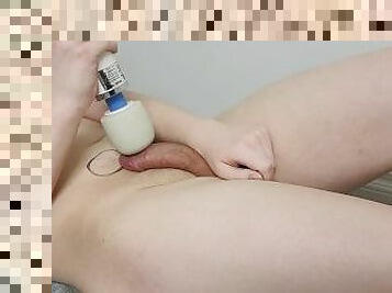 Shaky Trans Girl Cums Early and Dry Orgasms a Lot Overstimulating Herself With a Vibrator