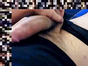 Jacking off my big latin cock while bating with friends on twitter