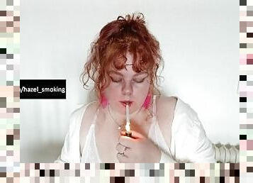 Hot schoolgirl smoking in her underwear