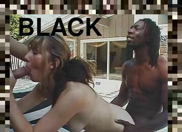 Betty Blue the sexy White girl gets fucked by three Black guys