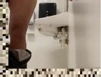 CAUGHT Masturbating Horny FTM Trans Man Fucks himself with Dildo in Public Restroom