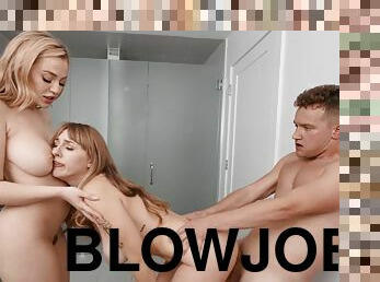 Blake Blossom and Angel Youngs getting fucked in the bathroom