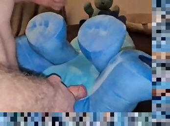 Sex with my new big plush toy Stitch, different positions, hard cum on very soft belly