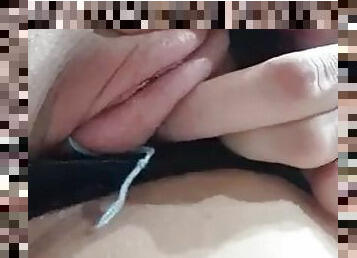 Wet pussy in panties masturbates at home.. :