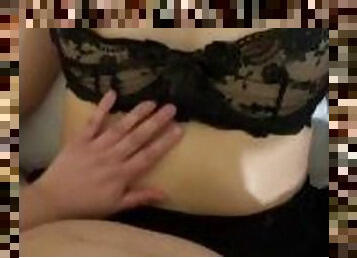 My friend discovering my body and my tits while she rubs her clit against me