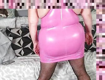 My Big Ass and Hairy Pussy in Tight PVC Amateur BBW Mature MILF Homemade Video with Wife in Fishnets