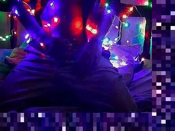 A delicious handjob under the Christmas lights