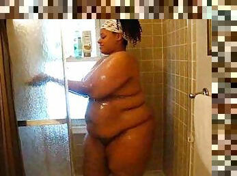 Black BBW wet and sexy in the shower