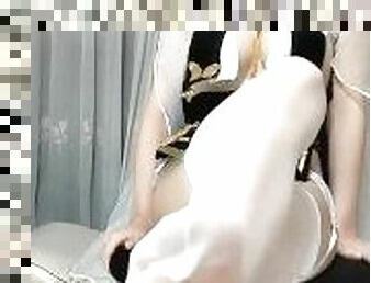 Footjob in white stockings azurlane cosplay