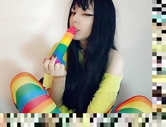 Alt Girl sucks skittles dildo (full 6 min vid on my 0nlyfans)