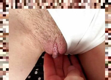 masturbate fingering hairy dripping creamy pussy close up
