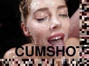 Mary Popiense's Sticky Bukkake Facials Porn Video