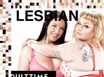ADULT TIME - Lusty Lesbian BBW Courtney Trouble Enjoys FISTING AND TRIBBING With Angela White!