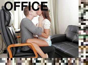 This teen slut needs it so bad she fucks in the office at work