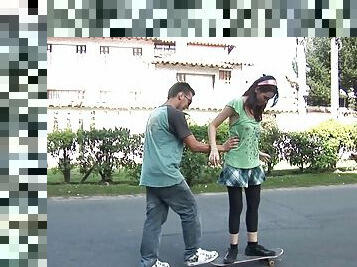 Skater girl wannabe has her narrow pussy rammed deep