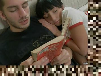 Reading time turns to fucking with a horny teen