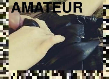 masturbation, amateur, ejaculation-sur-le-corps, fou, ejaculation, webcam, fétiche, solo, cuir