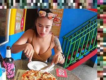 Pizza before making a homemade sex tape with his busty Asian girlfriend