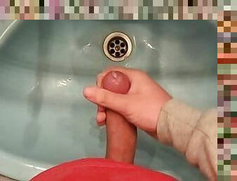 Brushing Teeth and Jerking Off. Thick Dick and Hot Moaning