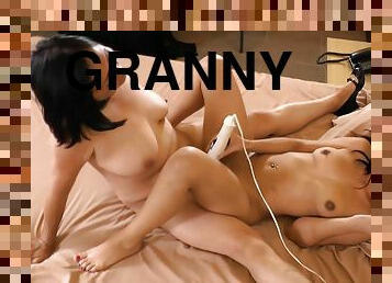 Old latin granny and teen latina lesbians together