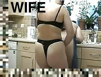 Wife Strapon Fucks Her Husband While He Washes the Dishes