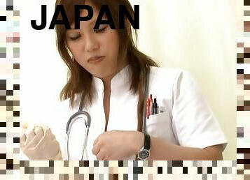 Wild Japanese nurse gives a hot handjob to the patient