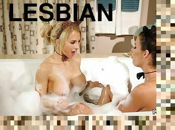 Peta Jensen and Alix Lynx are horny in the bubble bath together