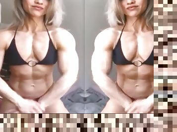 Muscle girl flexing