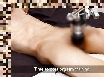 Post orgasm training with sex machine.