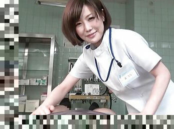 Subtitled CFNM Japanese female doctor gives patient handjob