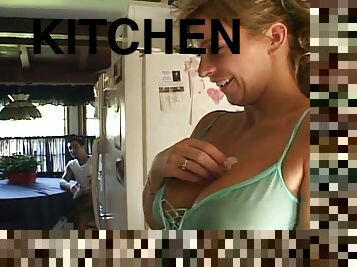 Phyllisha Anne sucks a cock in the kitchen and takes a ride on it