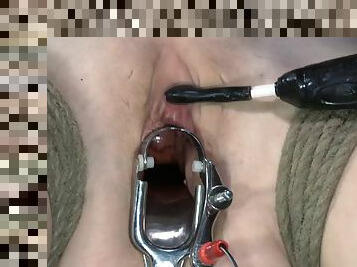 Bondage slave pussy widened with toys in BDSM lovely