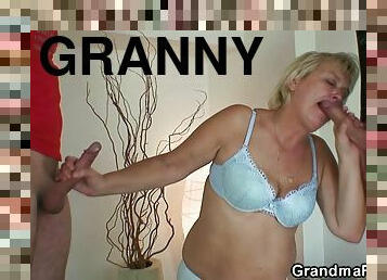 3some Sex With Blonde Granny
