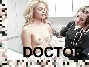 PervDoctor - Overly Sensual Babe Gets Fingered And Fucked By Her Doctor And The Nurse During Exam